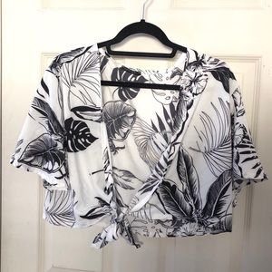 Floral tie front top